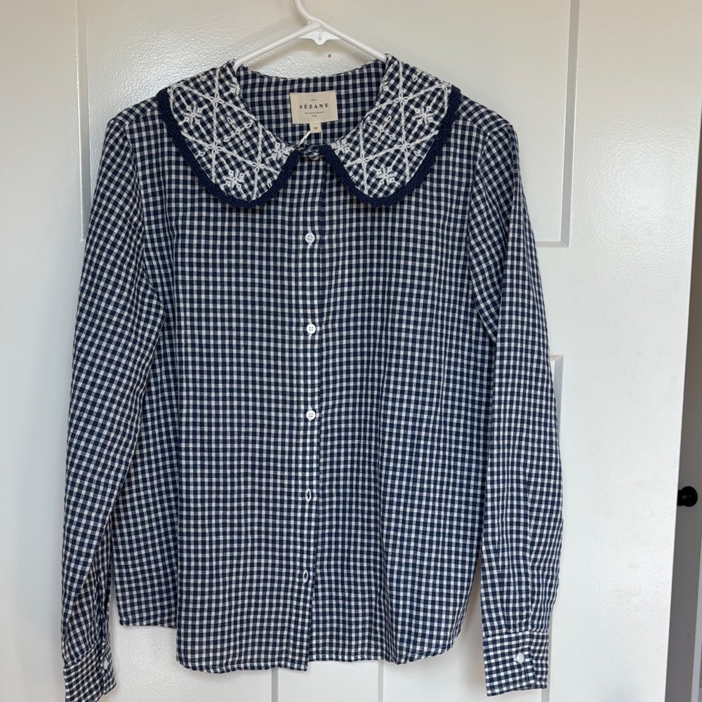 Sezane “Thomy” blouse with Peter pan collar